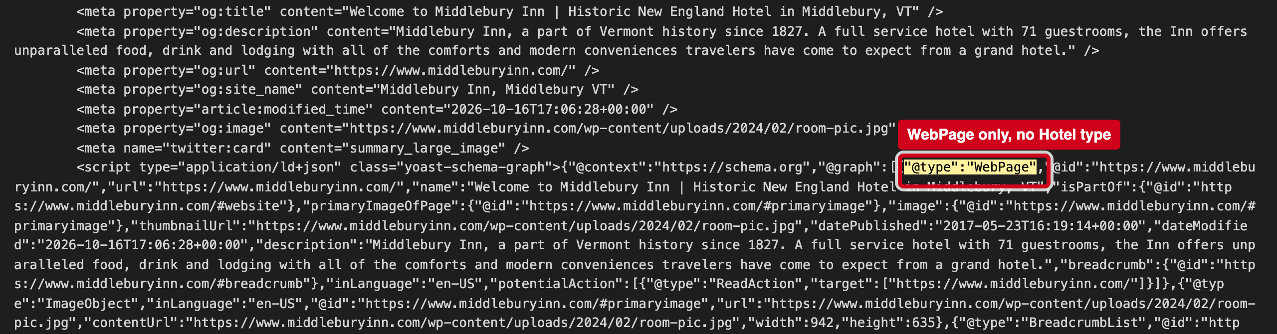 Screenshot: Machines are not told you are a hotel